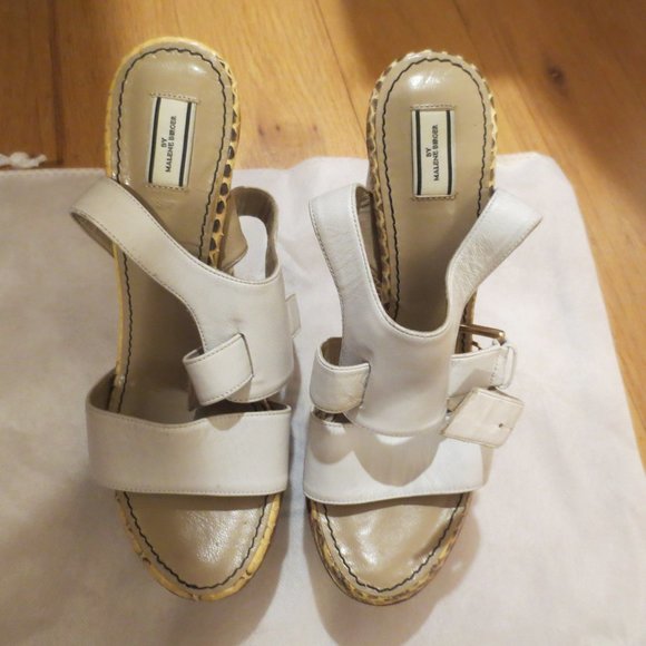 MALENE BIRGER Portugal, White Strap Snakeskin Platform Heels - Picture 10 of 10